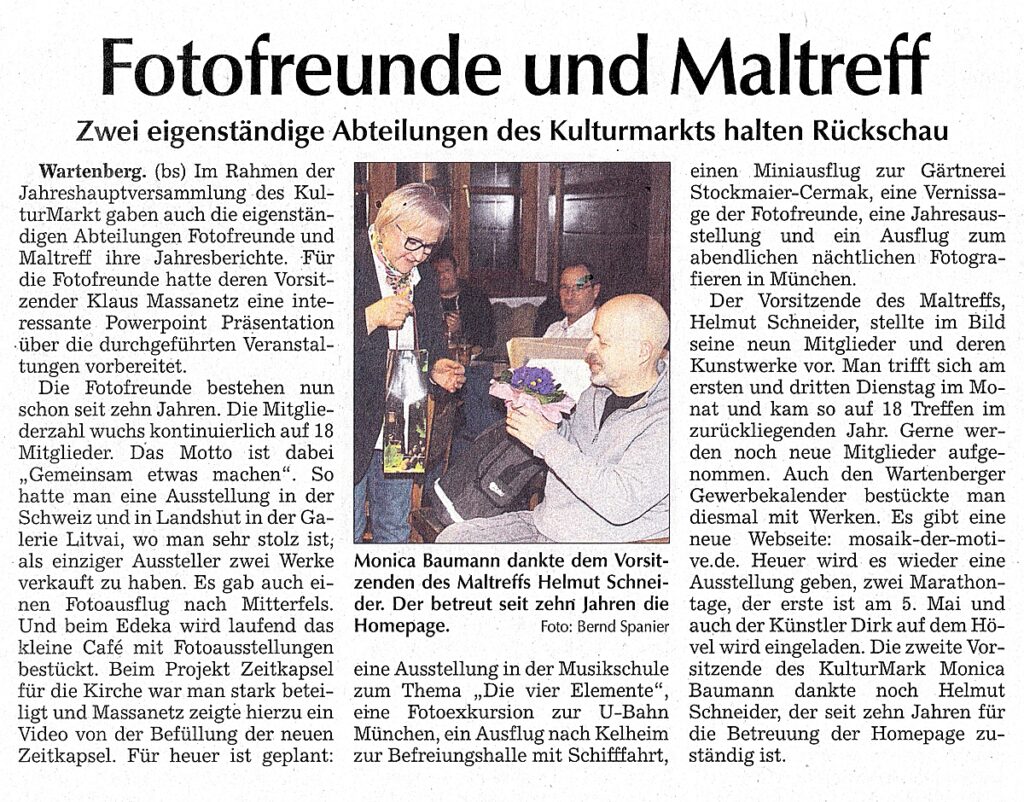 Fotofreunde und Maltreff des KulturMarkt Wartenberg