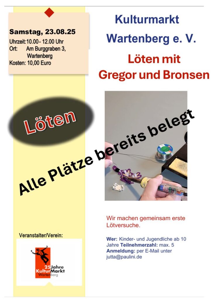 KulturMarkt Wartenberg e.V. Ferienprogramm Löten