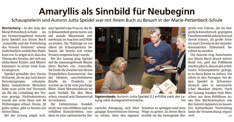 KulturMarkt Wartenberg e.V. Jutta Speidel in Wartenberg Presse