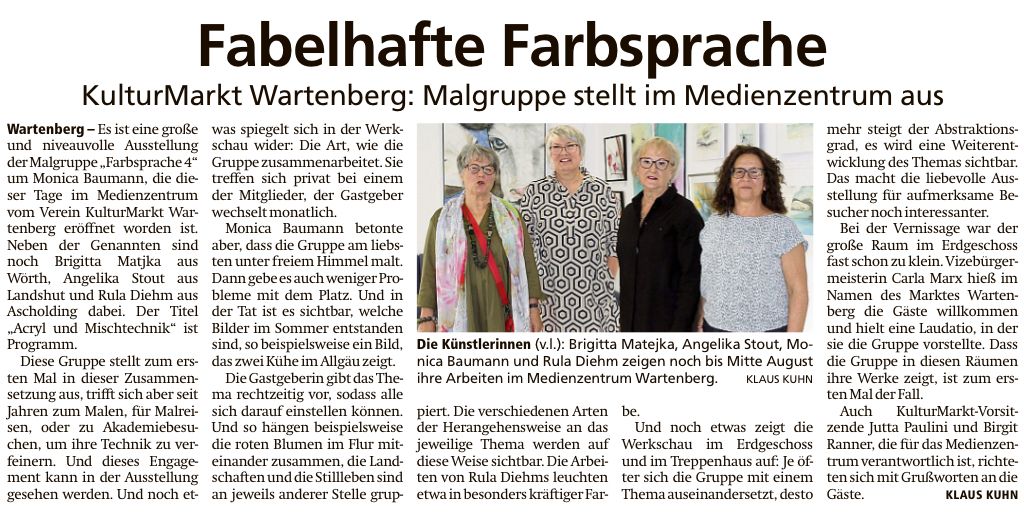 KulturMarkt Wrtenberg e.V. Ausstellung Künstlergruppe farbsprache 4 Pressebericht