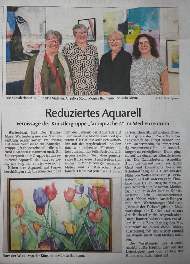 KulturMarkt Wartenberg e.V. Ausstellung Künstlergruppe farbSprache 4 Presseberichte
