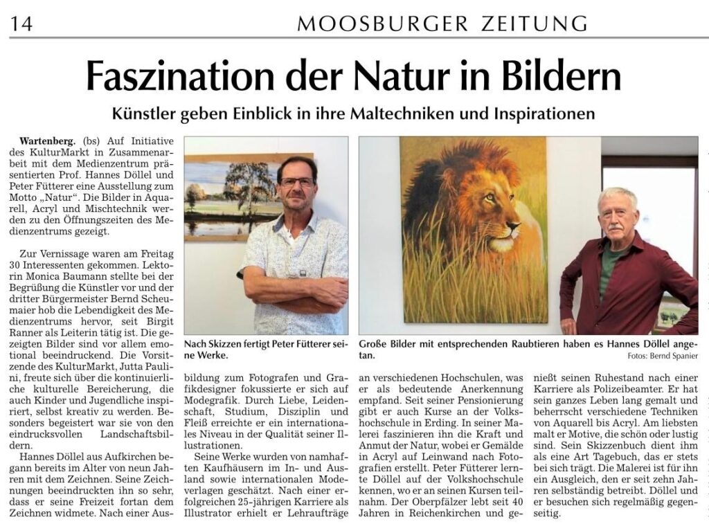 KulturMarkt Wartenberg e.V. Ausstellung Fütterer und Döllel Presse