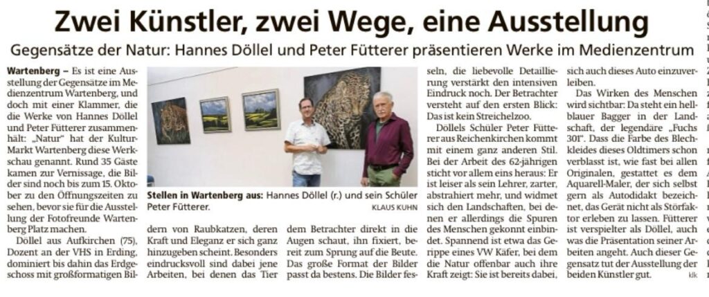KulturMarkt Wartenberg e.V. Ausstellung Fütterer und Döllel Presse