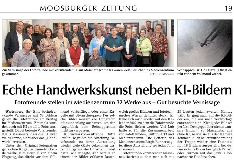 KulturMarkt Wartenberg e.V. Ausstellung Fotofreunde Presse