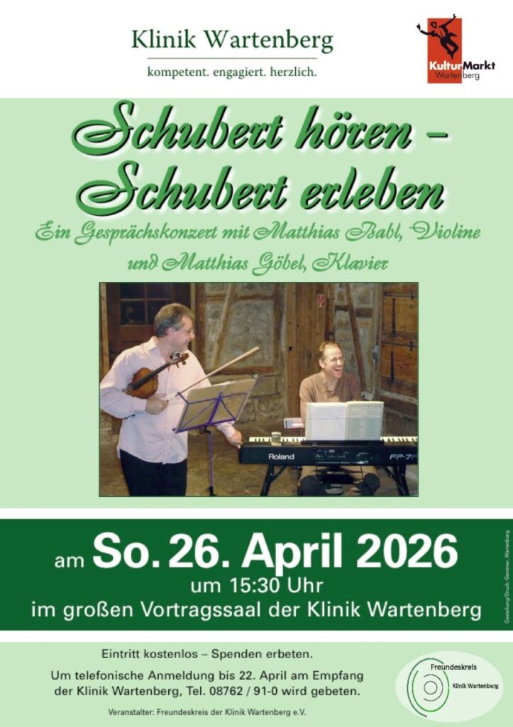 KulturMarkt Wartenberg e.V. Schubert erleben Konzert 2026